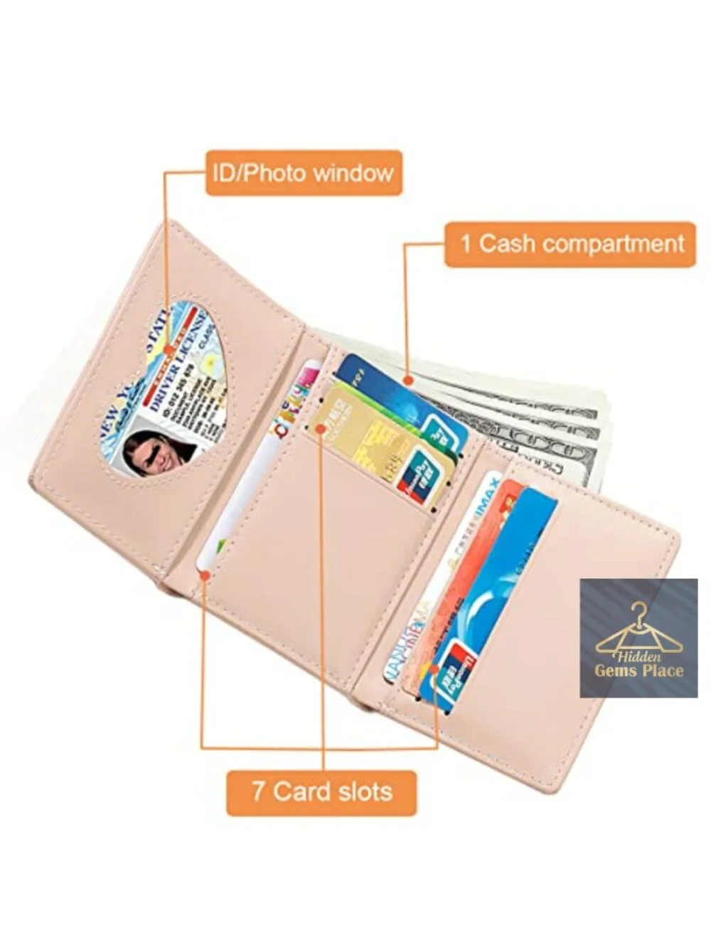 Cute Flower Buckle Small Trifold Wallet for Women - 7 Card Slots, ID Window